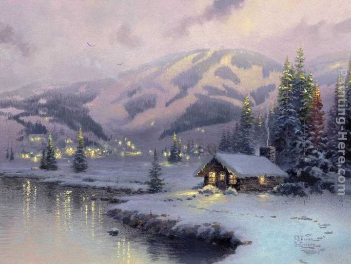 Thomas Kinkade Olympic Mountain Evening